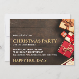 Rustic Gift Box, Christmas Party Invite