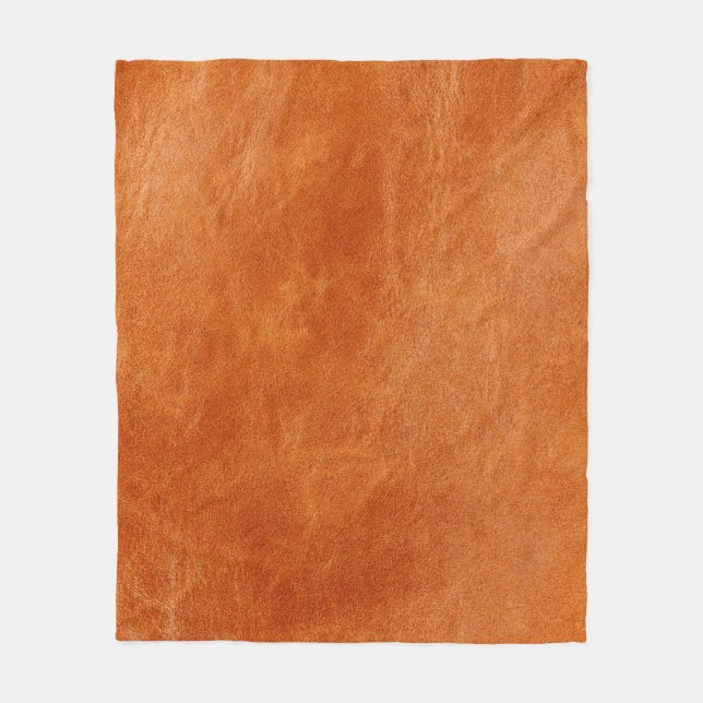 Rustic ginger smooth natural leather fleece blanket (Front)