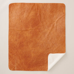 Rustic ginger smooth natural leather sherpa blanket