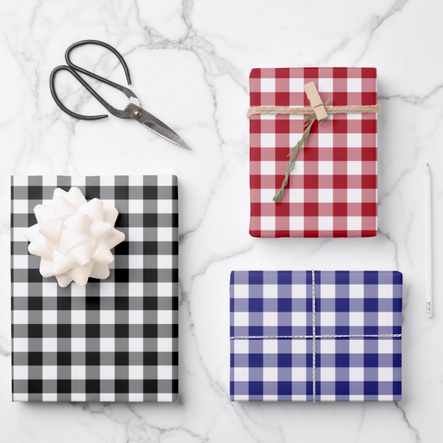 Rustic Gingham Checks Pattern Wrapping Paper Sheet (Front)