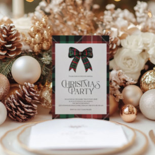 Rustic Gingham Christmas Party Invitation