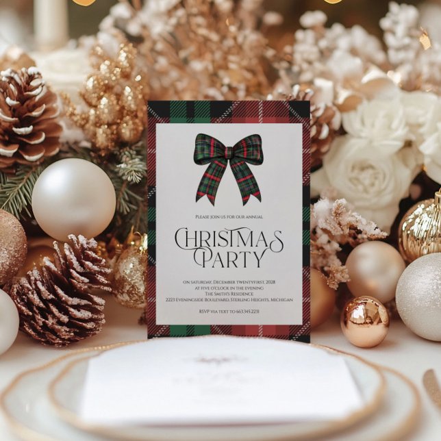 Rustic Gingham Christmas Party Invitation (Creator Uploaded)