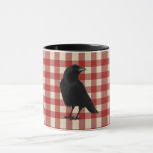 Rustic Gingham Crow Mug