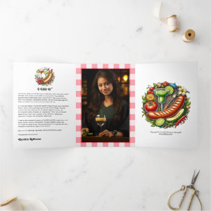 Rustic Gingham & Grill Theme BBQ Graduation Tri-Fold Invitation