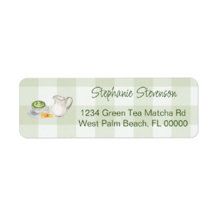 Rustic Gingham Matcha Tea Return Address Label