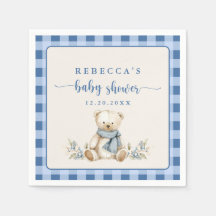 Rustic Gingham Teddy Bear Winter Baby Shower