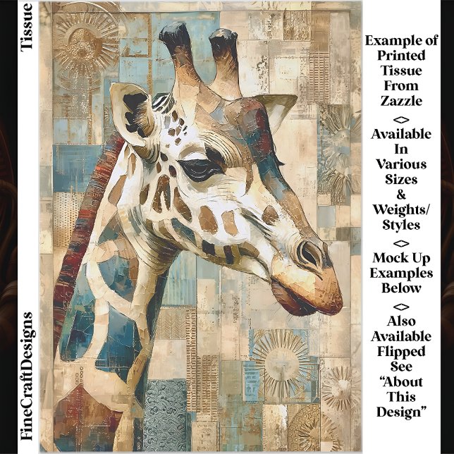 Rustic Giraffe Patchwork Background EB6R Decoupage Tissue Paper (Creator Uploaded)