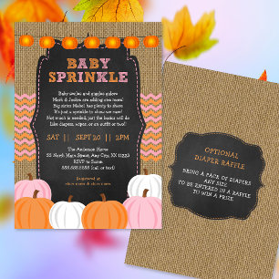 Rustic Girl Citrouille bébé saupoudrer invitation