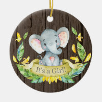 Rustic Girl Elephant Baby Shower Yellow