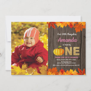 Rustic Girl Pumpkin Fall Birthday Invitation Gold