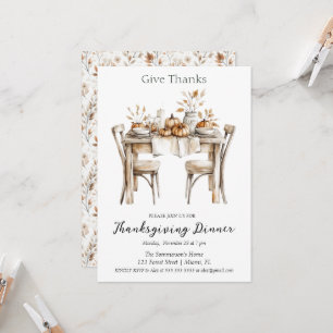 Rustic Give Thanks Dinner  Invitation