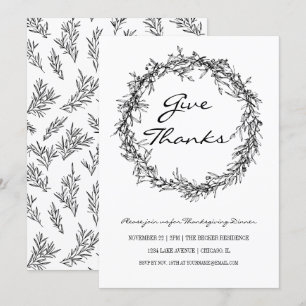 Rustic Give Thanks Thanksgiving Dinner Invitation