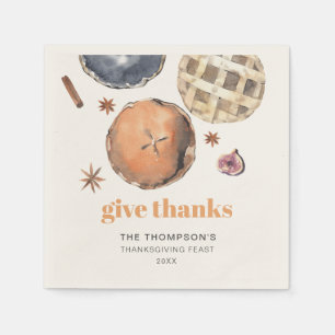 Rustic Give Thanks Thanksgiving Dinner Paper Napkin