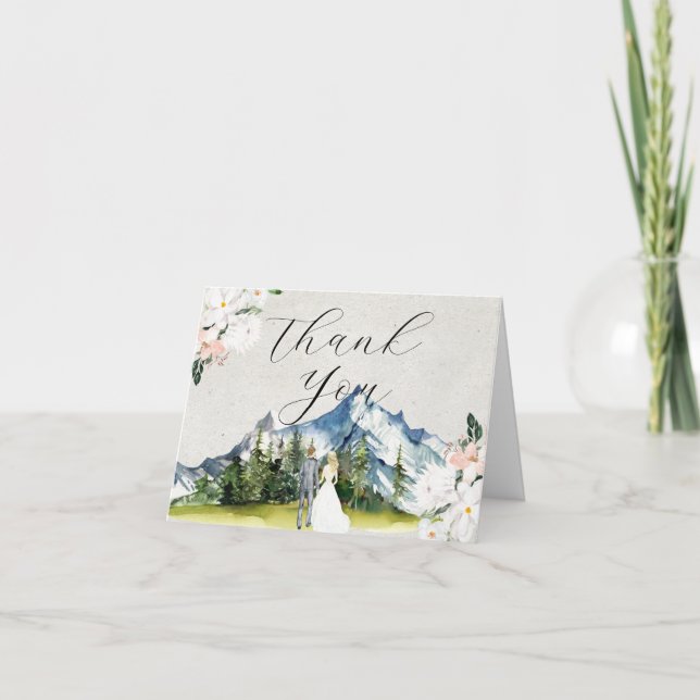 Rustic Glacial Mountain | Wedding Thank You (Front)