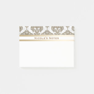 Rustic Glamour Burlap Royal Damask Chic Modern Post-it Notes