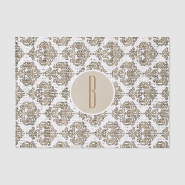 Rustic Glamour Burlap Royal Damask Chic Modern Tissue Paper (Front)