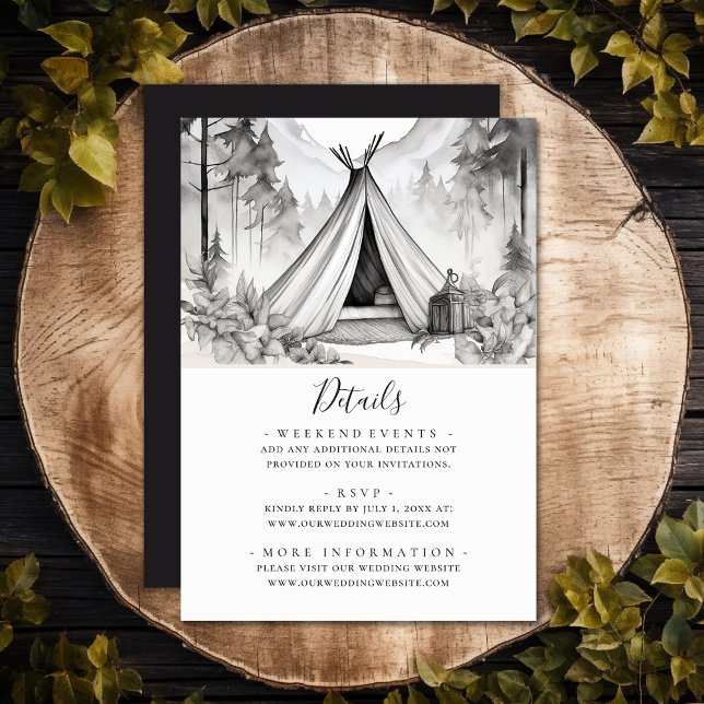 Rustic Glamping Camping Forest Wedding Details Enclosure Card (Rustic Glamping Camping Forest Wedding Details Enclosure Card)