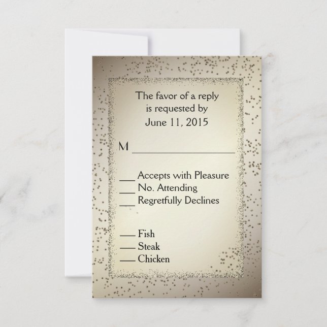 Rustic Glitter RSVP w Entree Choices X Card (Front)
