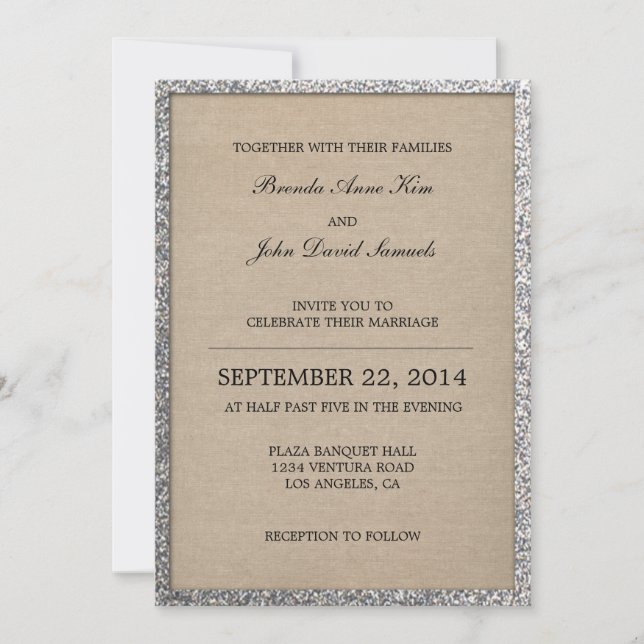 Rustic Glitter Wedding Invitation (Front)