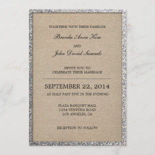 Rustic Glitter Wedding Invitation