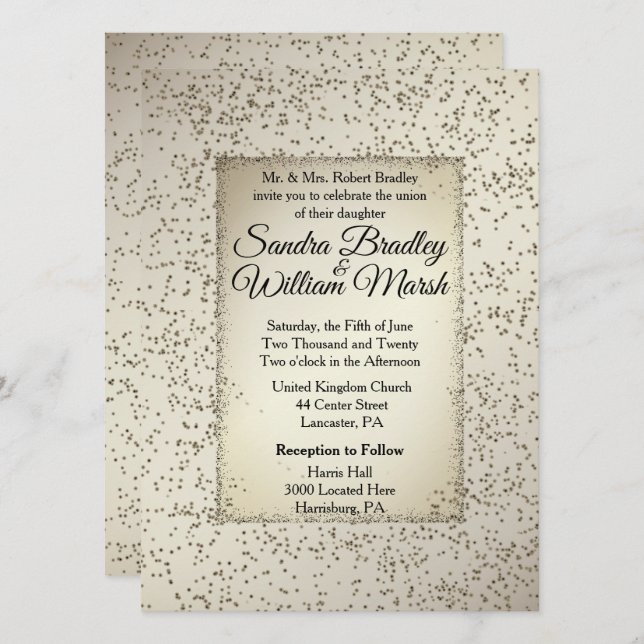 Rustic Glitter Wedding Invitation (Front/Back)