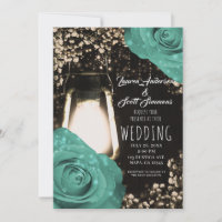 Rustic Glow Lantern Mint Green Roses Wedding