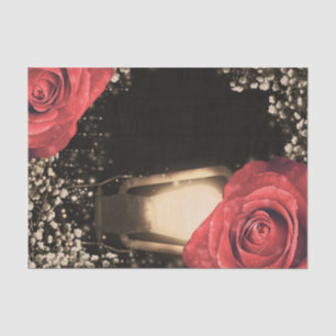 Rustic Glow Lantern Vintage Red Roses Barn Wood Tissue Paper