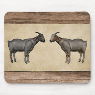 Rustic Goats and Woodgrain Mouse Pad