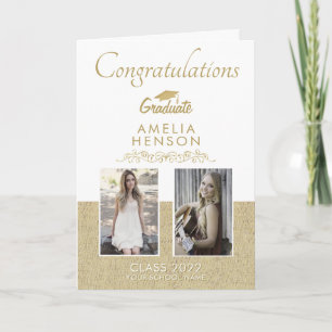 Rustic Gold 2023 Graduate 2 Photo Graduation Card