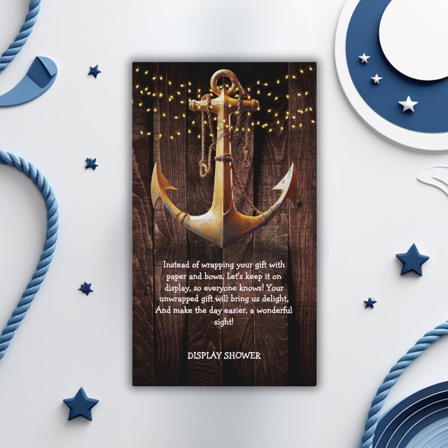 Rustic Gold Anchor Baby Shower Enclosure Card (Creator Uploaded)