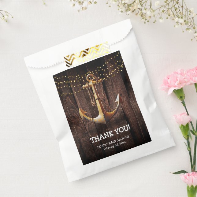 Rustic Gold Anchor Baby Shower Favour Bag (Sealed)