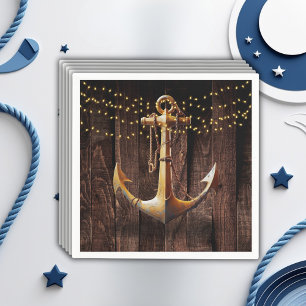 Rustic Gold Anchor Baby Shower Napkin