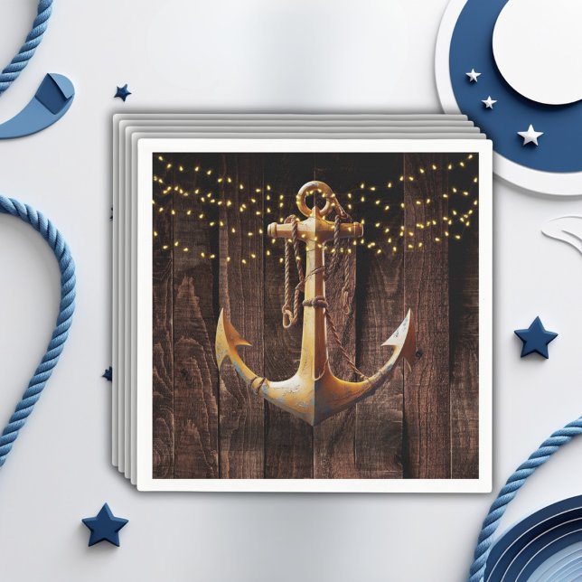 Rustic Gold Anchor Baby Shower Napkin (Creator Uploaded)