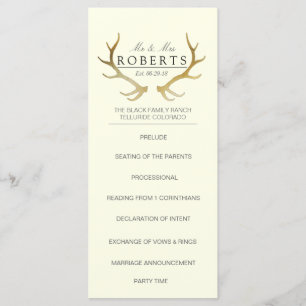 Rustic Gold Antlers   Elegant Wedding Rackcard Program