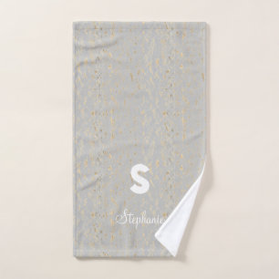 Rustic Gold Artsy Patterns Monogram Initial Letter Hand Towel