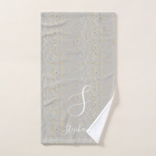 Rustic Gold Artsy Patterns Monogram Initials Cute Hand Towel