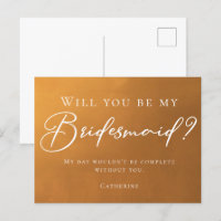 Rustic Gold Autumn Will You Be My Bridesmaid