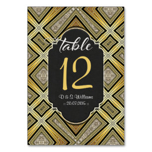 Rustic Gold Black Pattern Table Number Cards