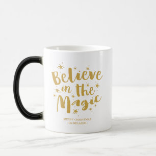 Rustic Gold Calligraphy Believe In The Magic Xmas Mug