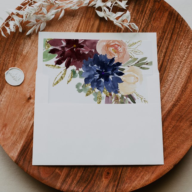 Rustic Gold Calligraphy Self-Addressed RSVP Envelope (Creator Uploaded)