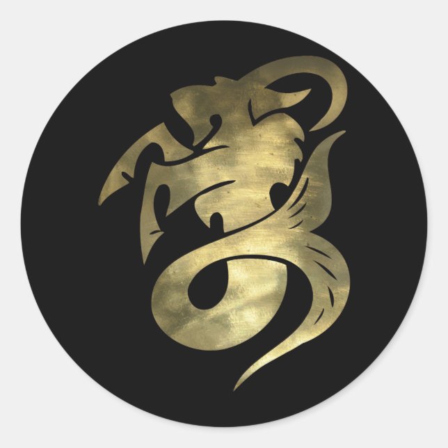 Rustic Gold Capricorn Goat Classic Round Sticker (Front)