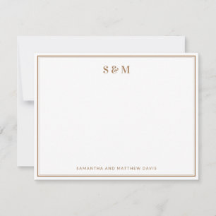 Rustic Gold Double Border Classic Elegant Monogram Card