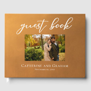 Rustic Gold Engagement Photo Bohemian Fall Wedding Guest Book