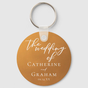 Rustic Gold Fall Wedding Personalized Keychain