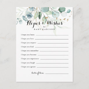 Rustic Gold Floral Baby Shower Hopes & Wishes Card