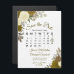 Rustic Gold Floral Save the Date Calendar Magnet<br><div class="desc">These beautiful magnetic wedding save the date cards feature a rustic yet elegant hand painted floral design with watercolor roses in shades of gold ochre, mustard, and yellow, surrounded by a bevy of leaves, greenery, and foliage. There is a customizable calendar showing the month of your wedding with a heart...</div>