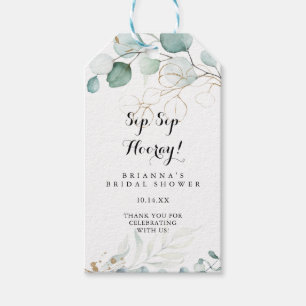 Rustic Gold Floral Sip Sip Hooray Bridal Shower Gift Tags