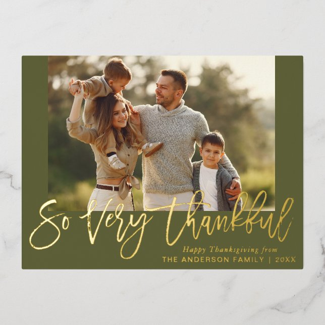 rustic gold foil lettering happy thanksgiving card (Front)