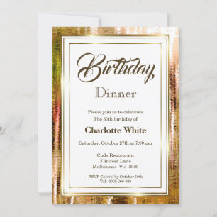 Rustic Gold Frame 60th Birthday Dinner Invitation