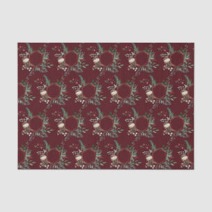 Rustic Gold Frame Berry Pinecone Wreath Christmas Tissue Paper